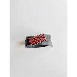 INDIAN MOTORCYCLE Black Embossed Leather Enamel Logo Buckle Hip Belt, Size 44